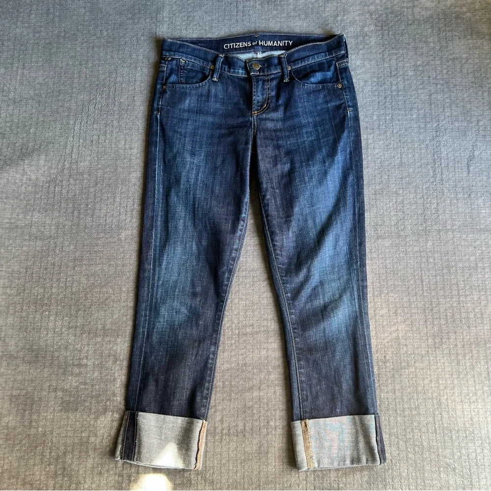 Citizens of Humanity Sz 25 Dani Crop Cuffed Straight Leg Jeans in Scorpio Wash